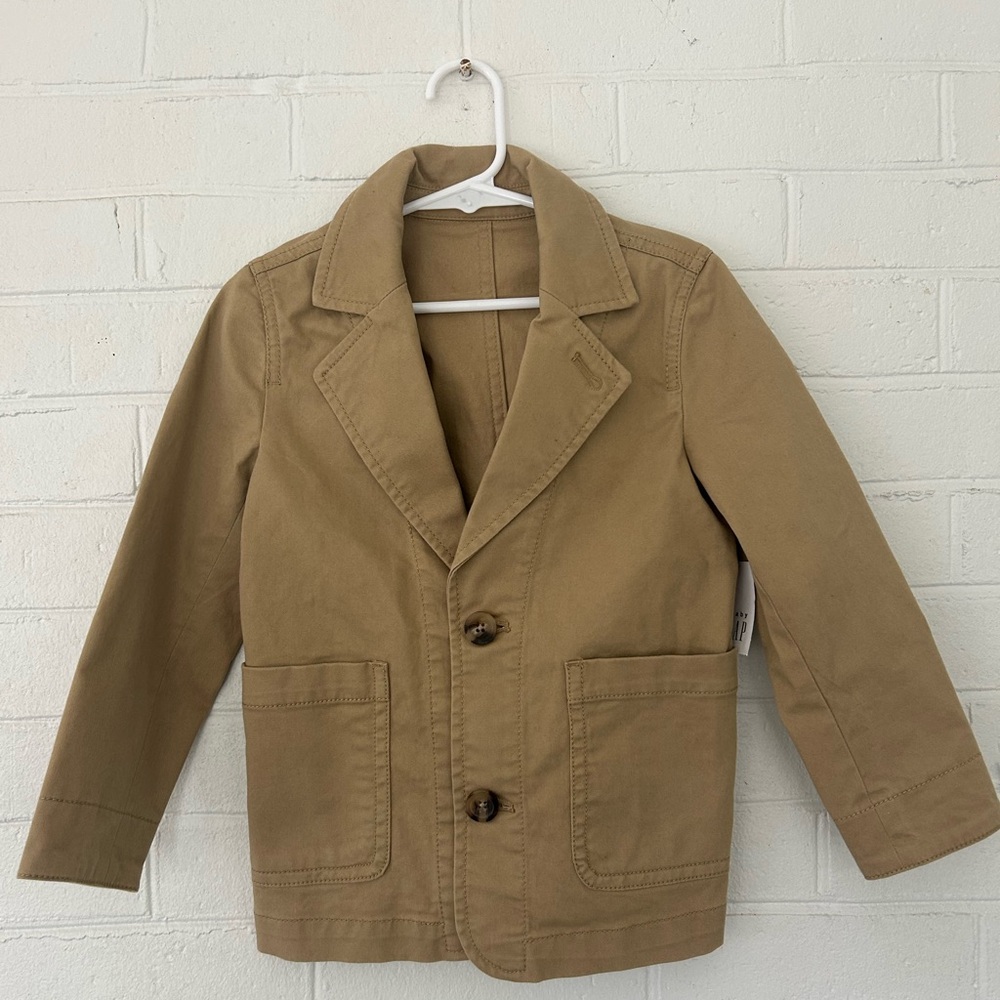 NWOT GAP Boy’s Tan Cotton Blazer Jacket, size 4